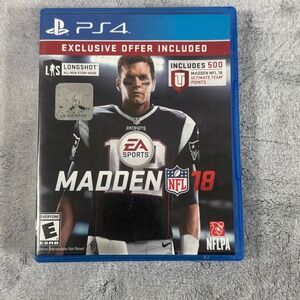 Madden NFL 18 - Sony PlayStation 4 PS4 Football Excellent Condition Tom Brady
